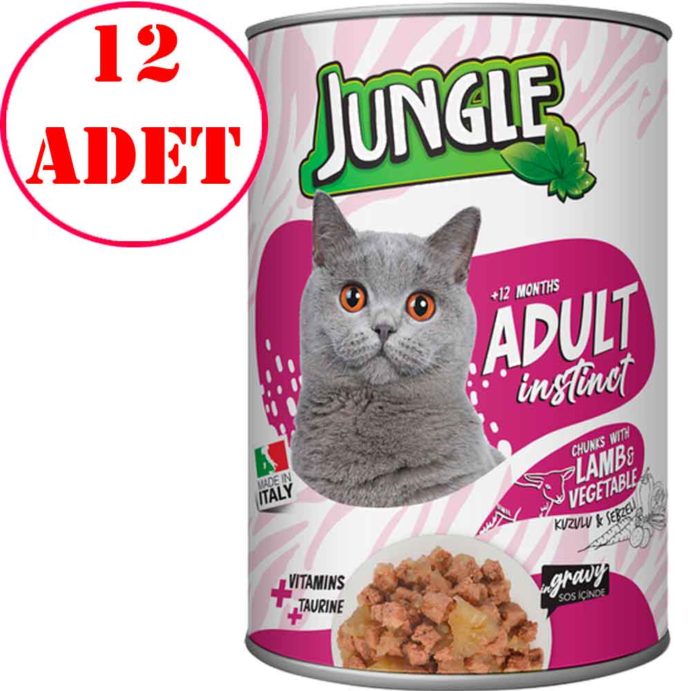 Jungle Kuzu Etli Sebzeli Kedi Konservesi 415 gr 12 AD